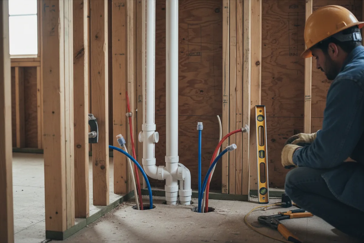 Drain and supply rough-in during Leak Detection in Mount Hope